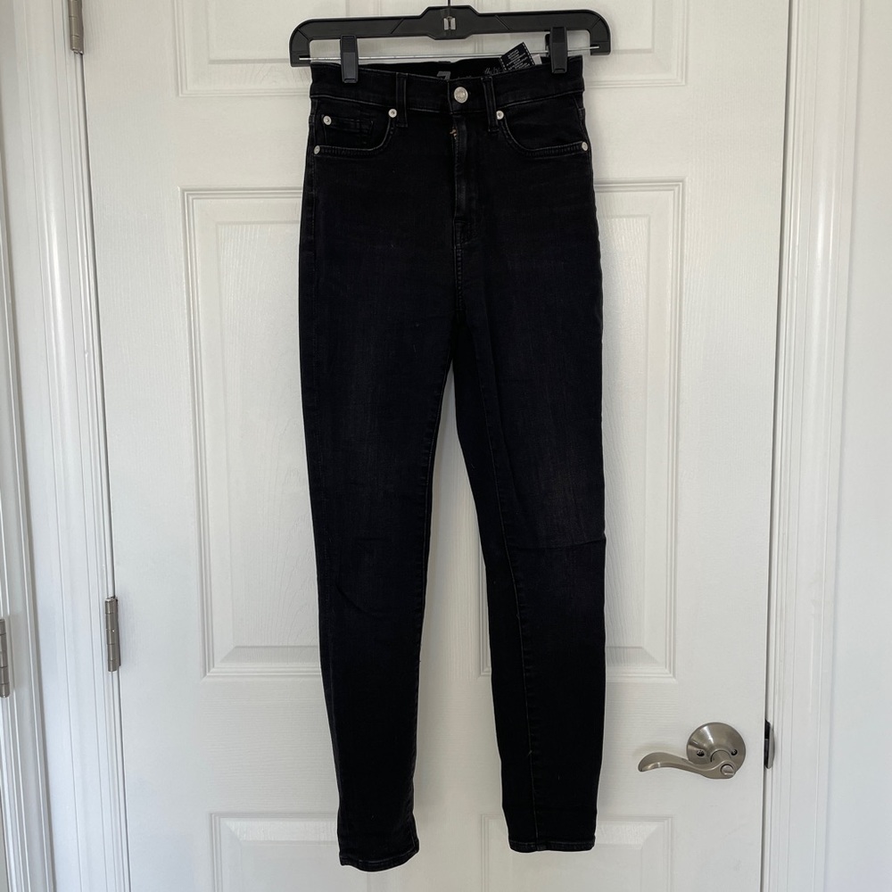7 FOR ALL MANKIND HIGH WAISTED DARK GREY JEANS